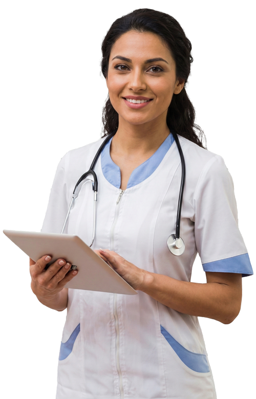 Healthcare professional with tablet